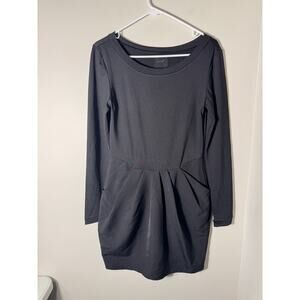 Gestuz Black Long Sleeve Pleated Dress Pockets Size Medium/36